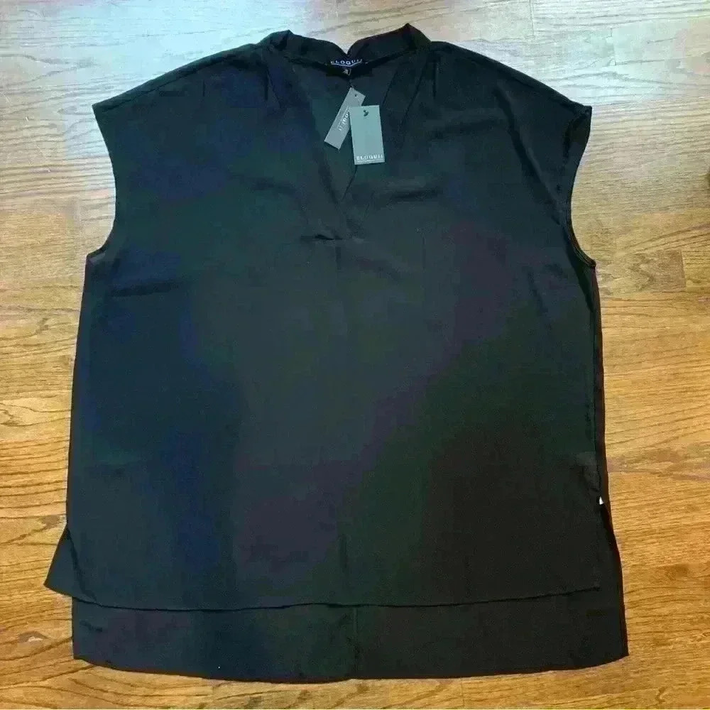 ELOQUII Women’s Black Sheer Blouse Size 24 NWT